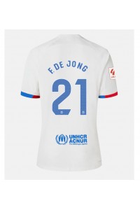 Barcelona Frenkie de Jong #21 Fotballdrakt Borte Klær Dame 2023-24 Korte ermer
